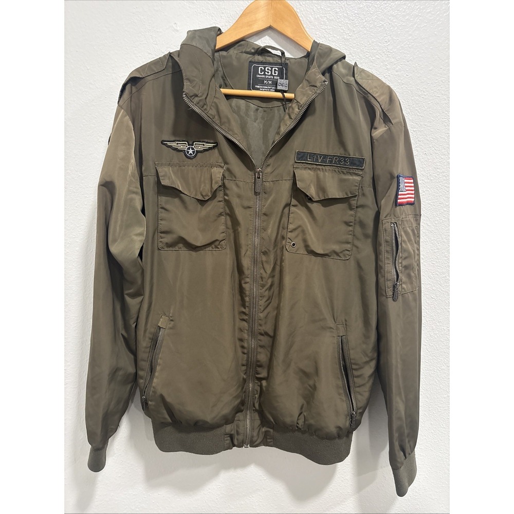 CG Champs Sports Gear Military Style Windbreaker Jacket LIV-FR33 Patch Size M